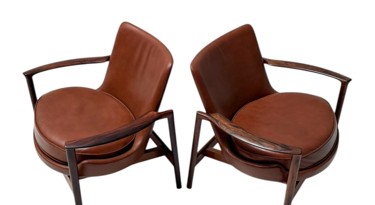 Two Mid-Century Modern Lounge Chairs by Ib Kofod-Larsen for Frõscher, 1970s